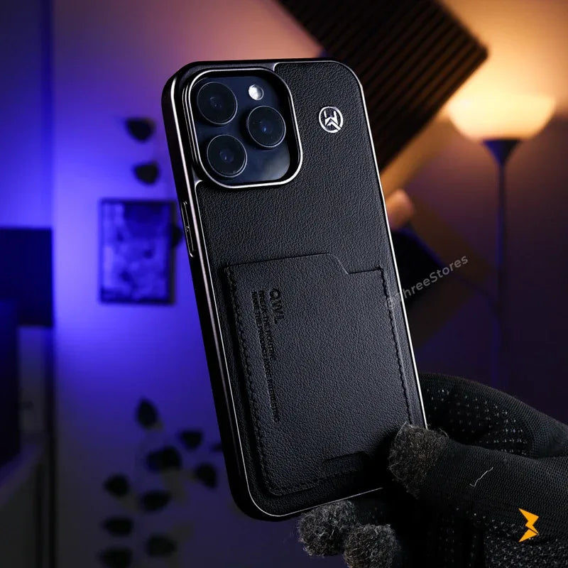 QWL Leather Wallet Case iPhone 15 Pro Max - Three