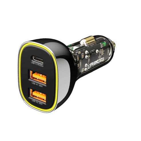 Recci 3 Ports Journey Transparent Car Charger RCC-N18