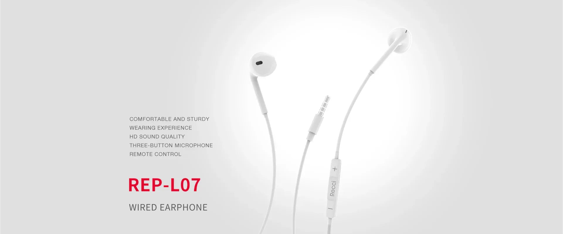 Recci Aux Wired Earphone Rep-L07 - Three