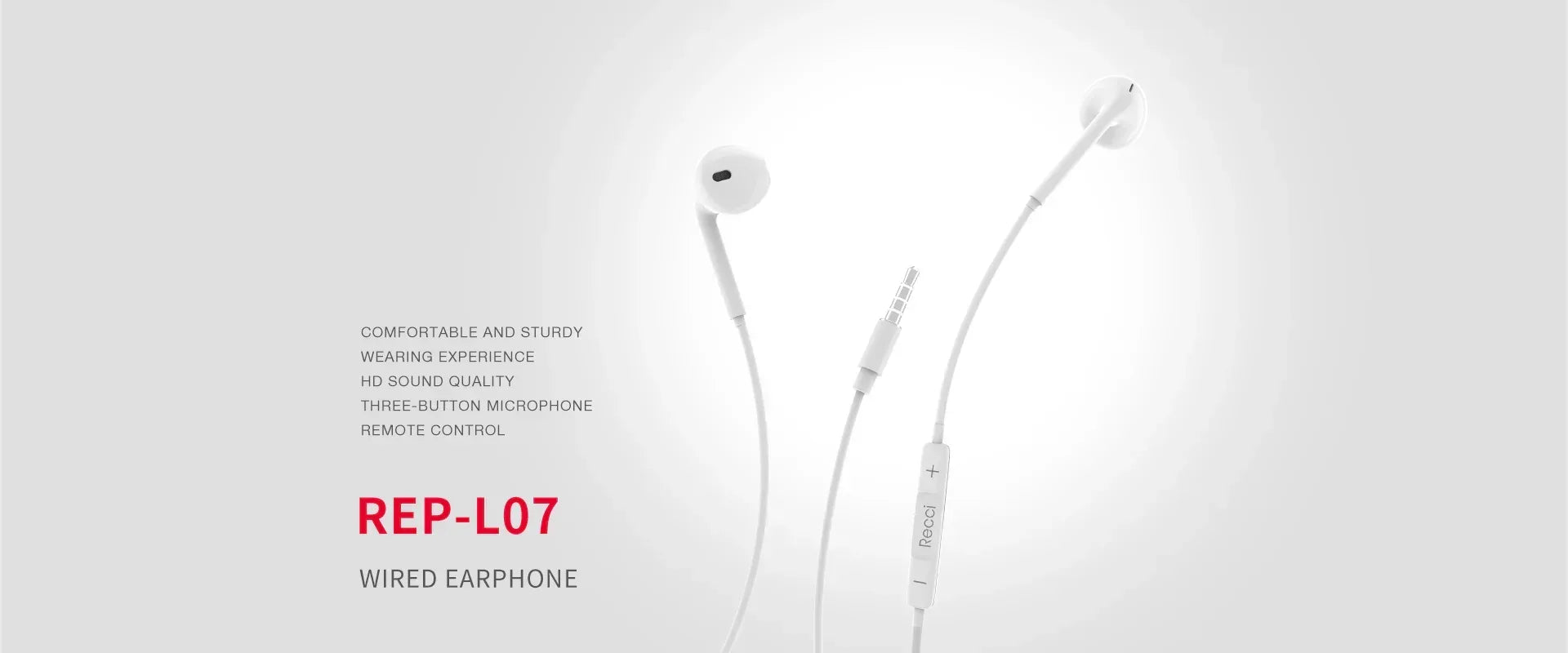 Recci Aux Wired Earphone Rep-L07 - Three