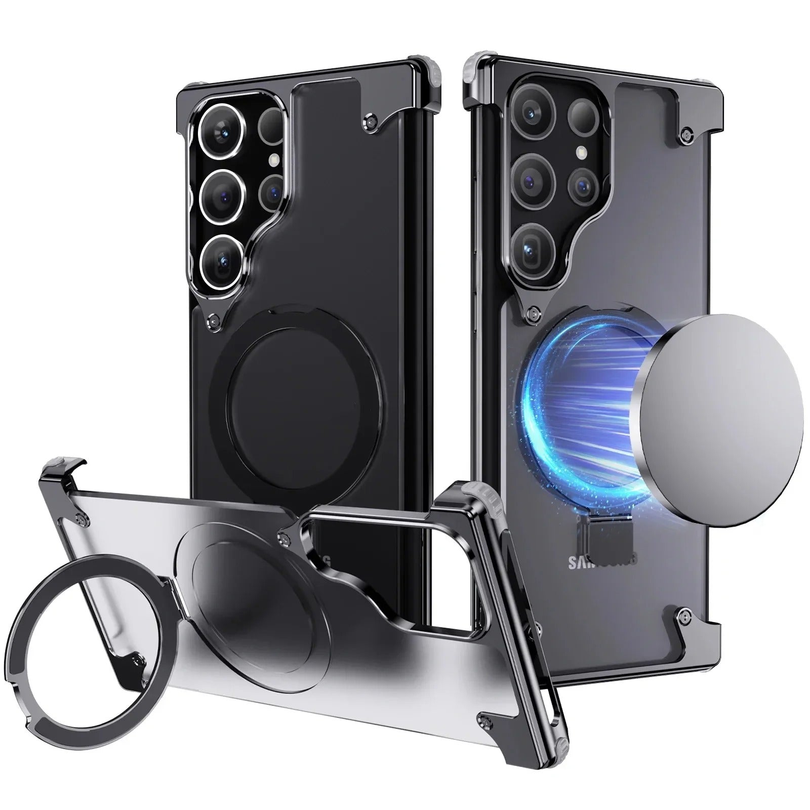 Rimless Metal Magnetic Stand Case Samsung S23 Ultra
