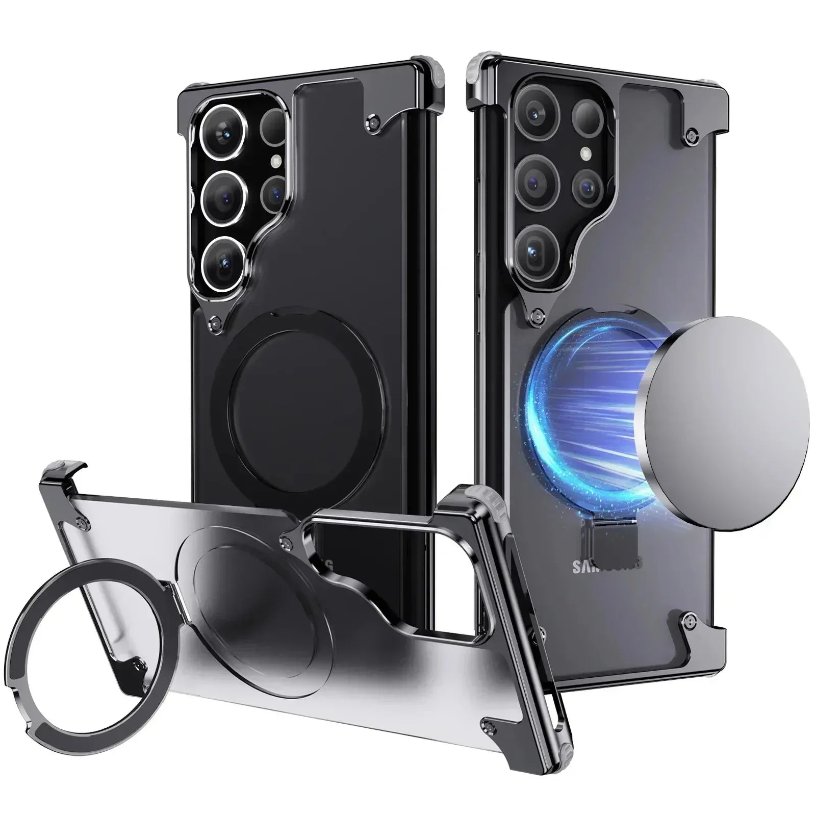 Rimless Metal Magnetic Stand Case Samsung S23 Ultra - Three
