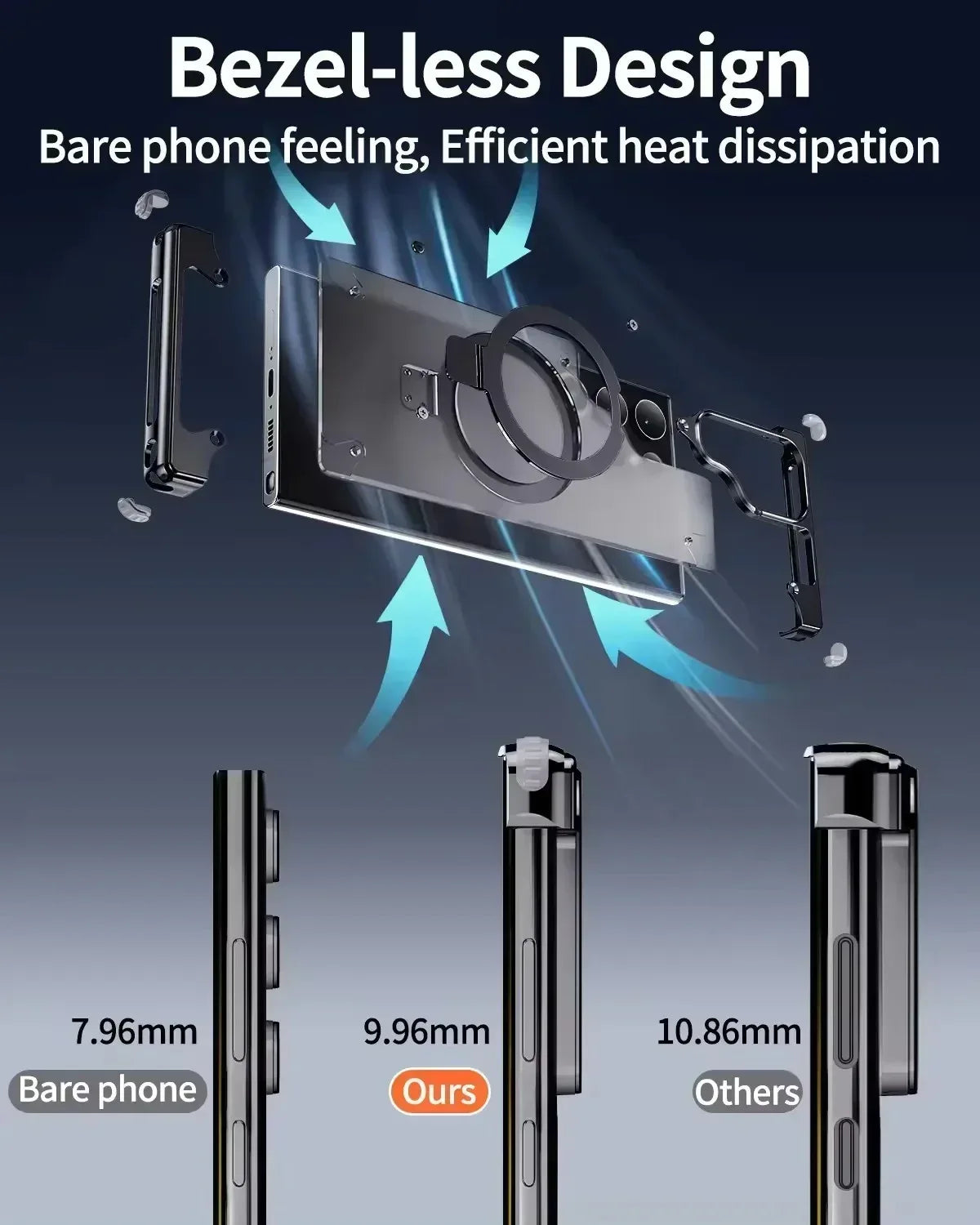 Rimless Metal Magnetic Stand Case Samsung S24 Ultra - Three