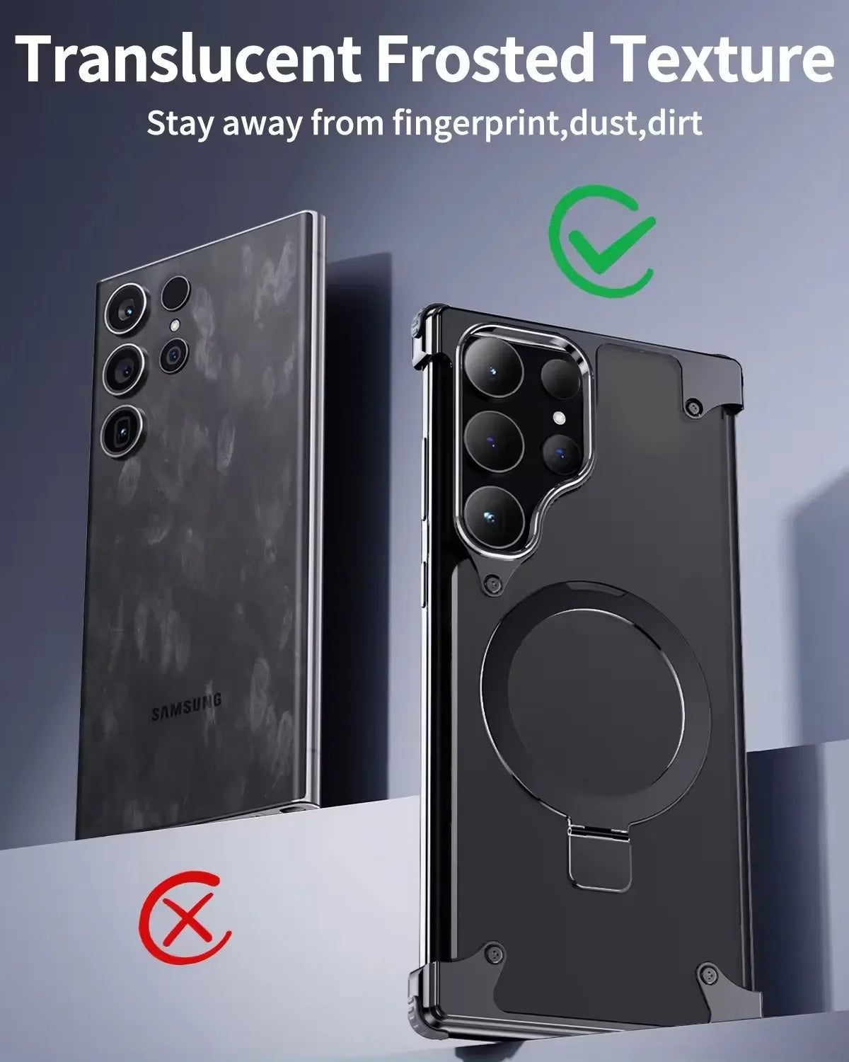 Rimless Metal Magnetic Stand Case Samsung S24 Ultra