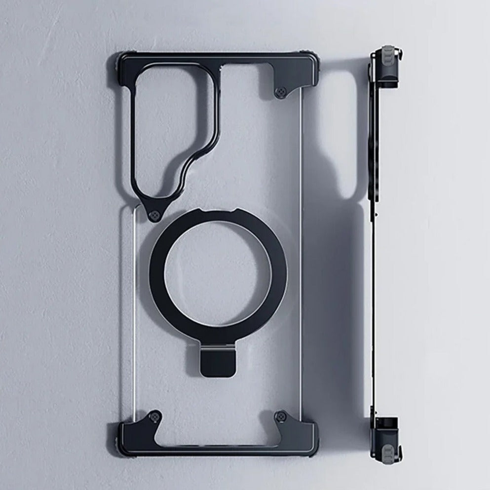 Rimless Metal Magnetic Stand Case Samsung S24 Ultra