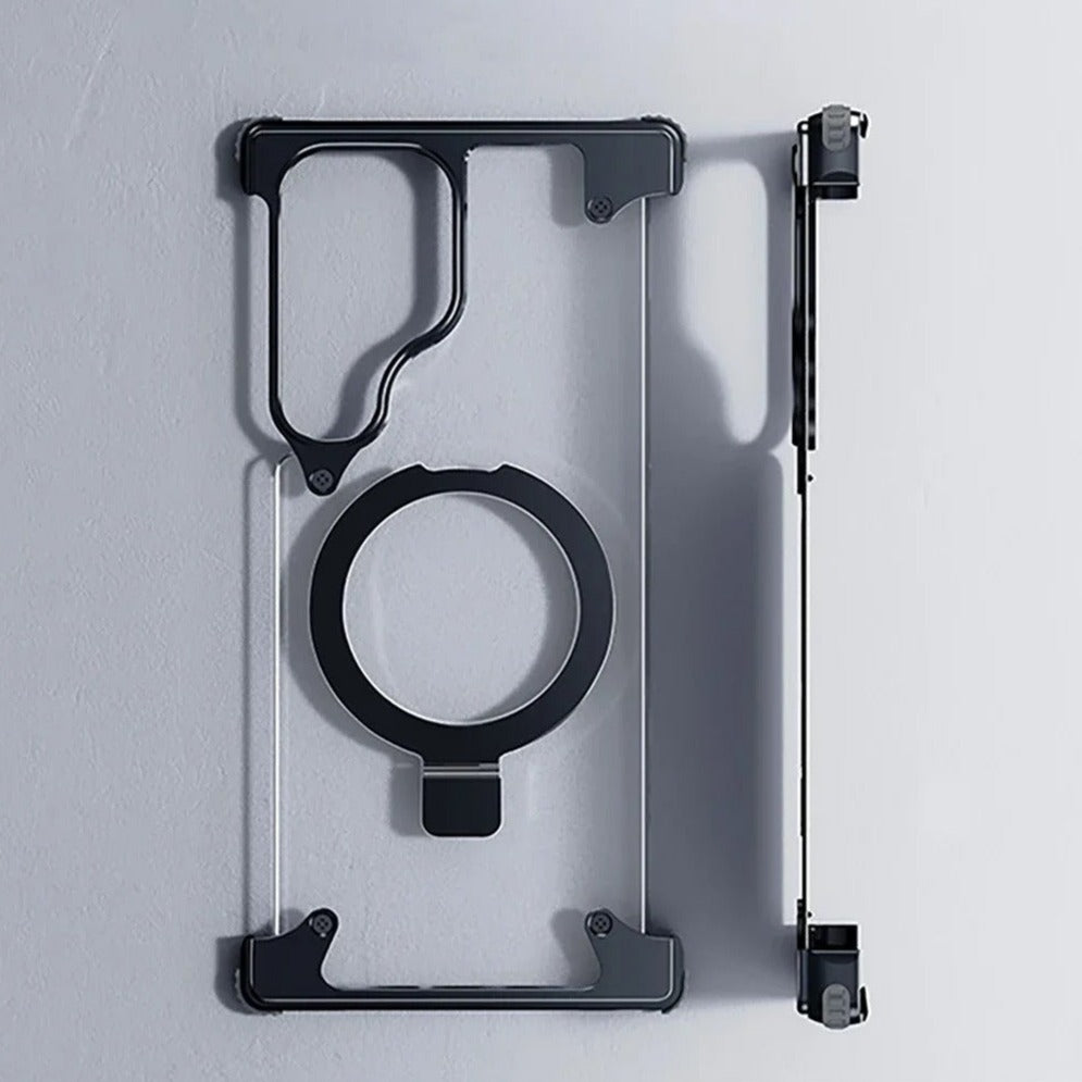 Rimless Metal Magnetic Stand Case Samsung S23 Ultra