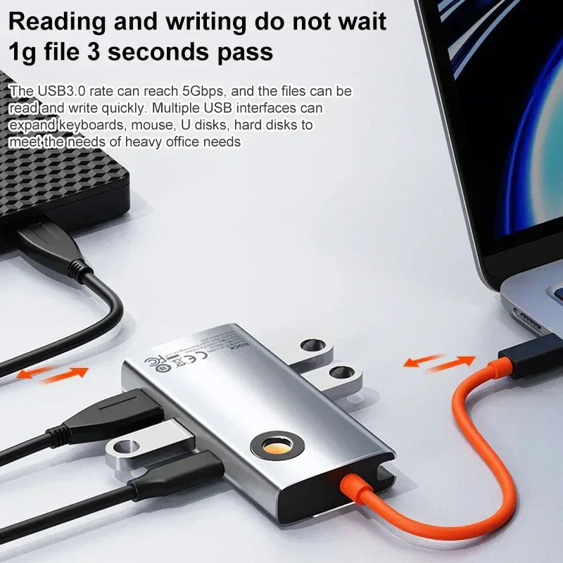 Rock 4 in 1 Type-C TO USB3.0 +Type-C Converter TR25 - Three