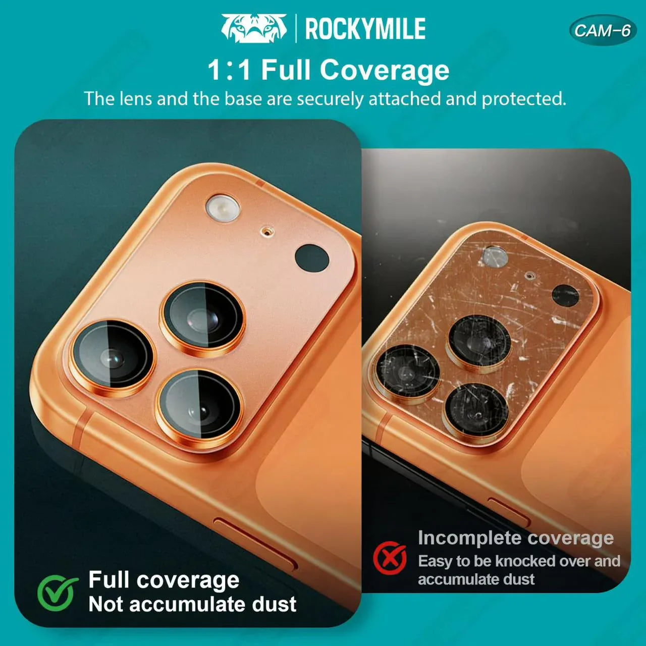 ROCKYMILE PVD Armor Camera Lens iPhone 17 Pro Max - Three