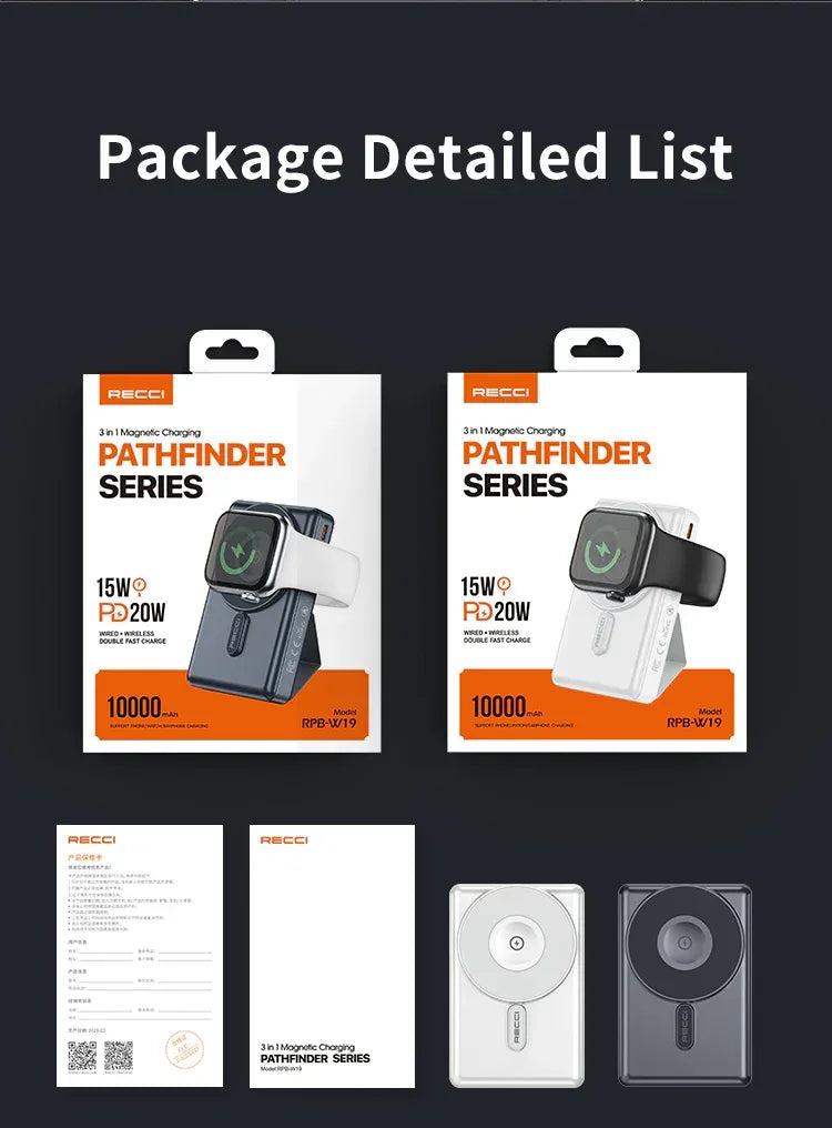 Recci Pathfinder Wireless Magnetic Power Bank PD20W RPB-W19 - Three