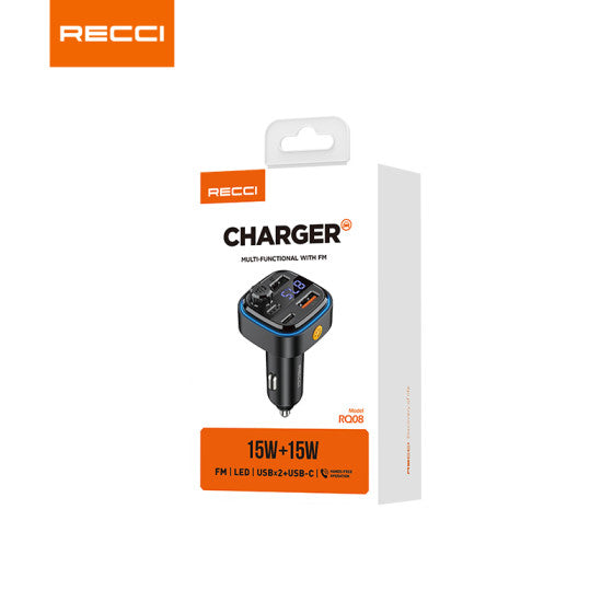 RECCI 15W+15W Multi-Functional With FM Car Charger RQ08