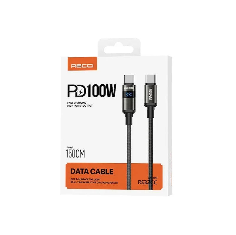 Recci 150CM Type-C Data Cable PD 100W RS32CC - Three