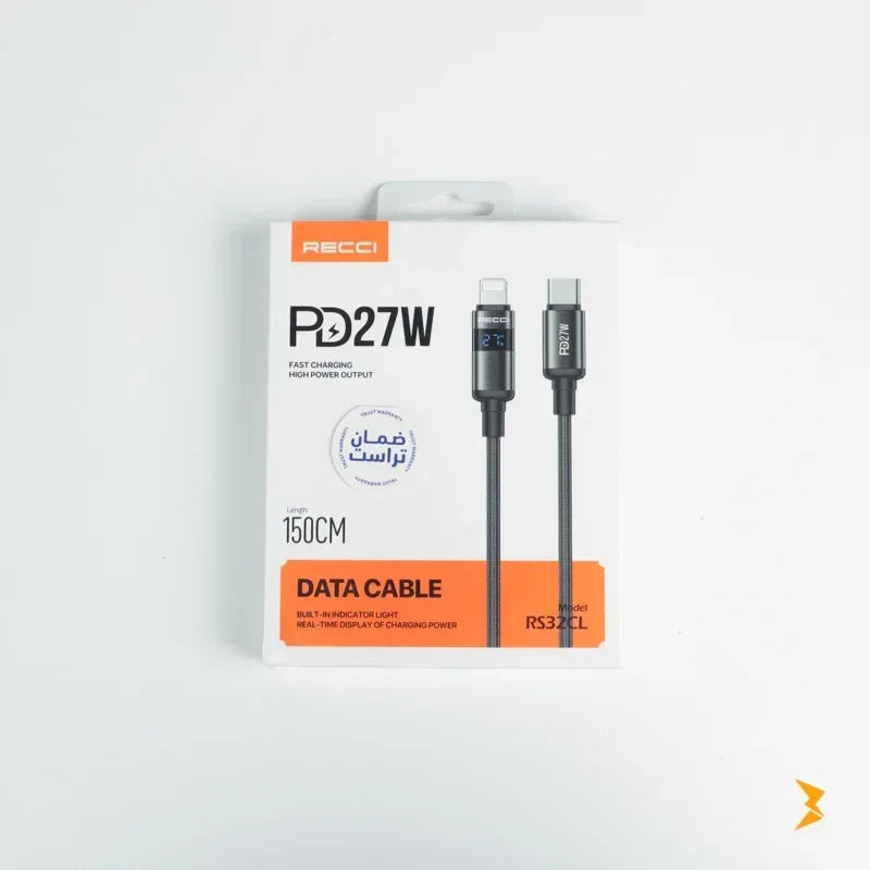 Recci 150CM Type-C To Ligtning Data Cable PD 27W RS32CL - Three