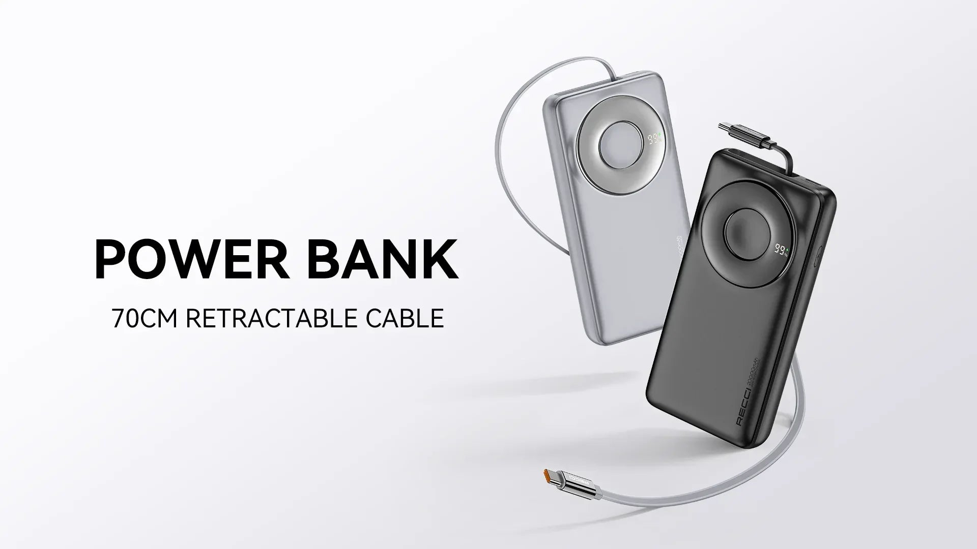 Recci 20000 mAh Power Bank With Type-C Cable 65W RPB-P72 - Three