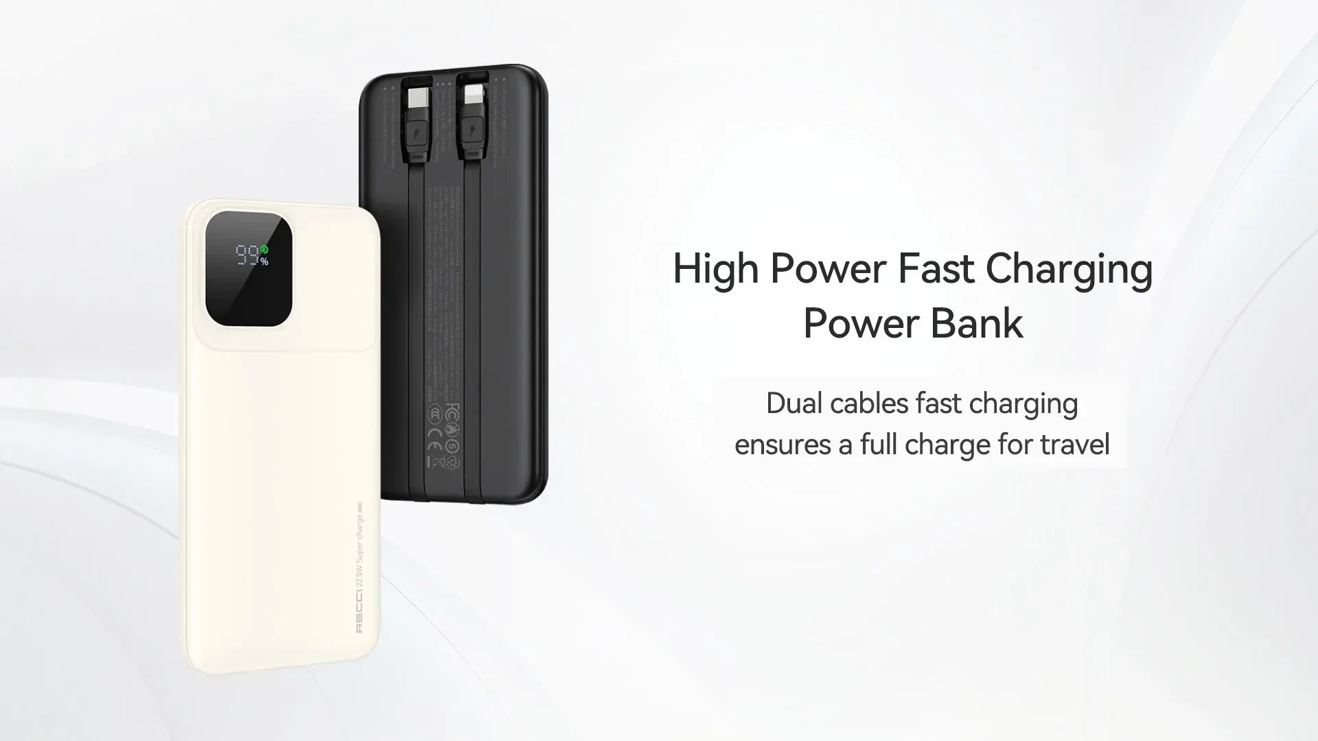 Recci 22.5W PD 20W Fast Charging 20000 mAh Power Bank RPB-P68 - Three