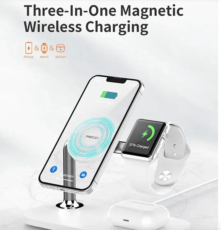 Recci 3 In 1Magnetic Wireless Charger RCW-20 - Three