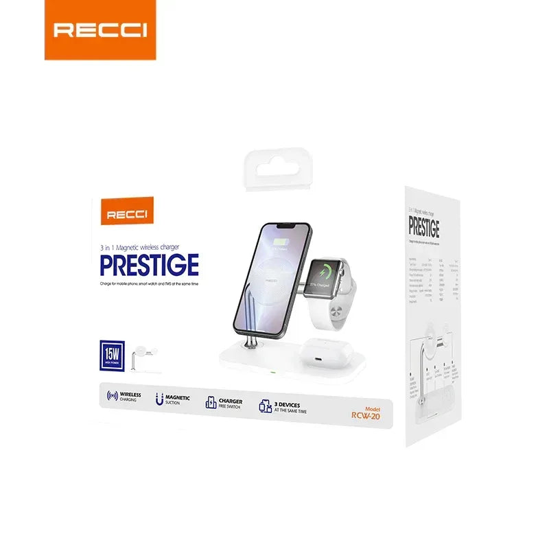 Recci 3 In 1Magnetic Wireless Charger RCW-20 - Three