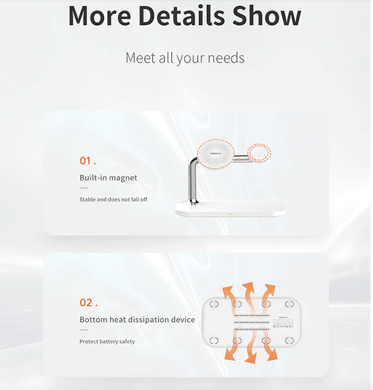 Recci 3 In 1Magnetic Wireless Charger RCW-20