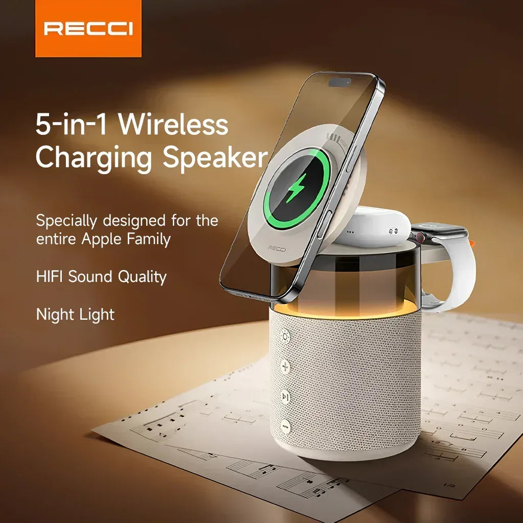 Recci 5 in 1 Charging Wireless Speaker RCW-51 - Three