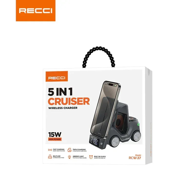 Recci 5 in 1 Cruiser Wireless Charger RCW-37 - Three