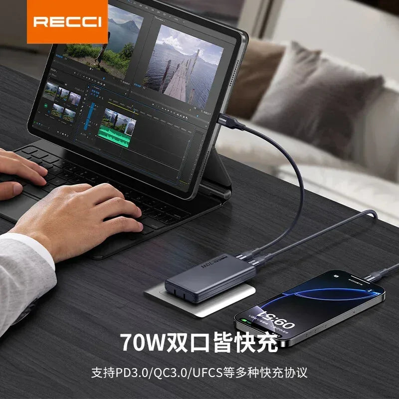 Recci 70W GaN charger kit RC97CC - Three