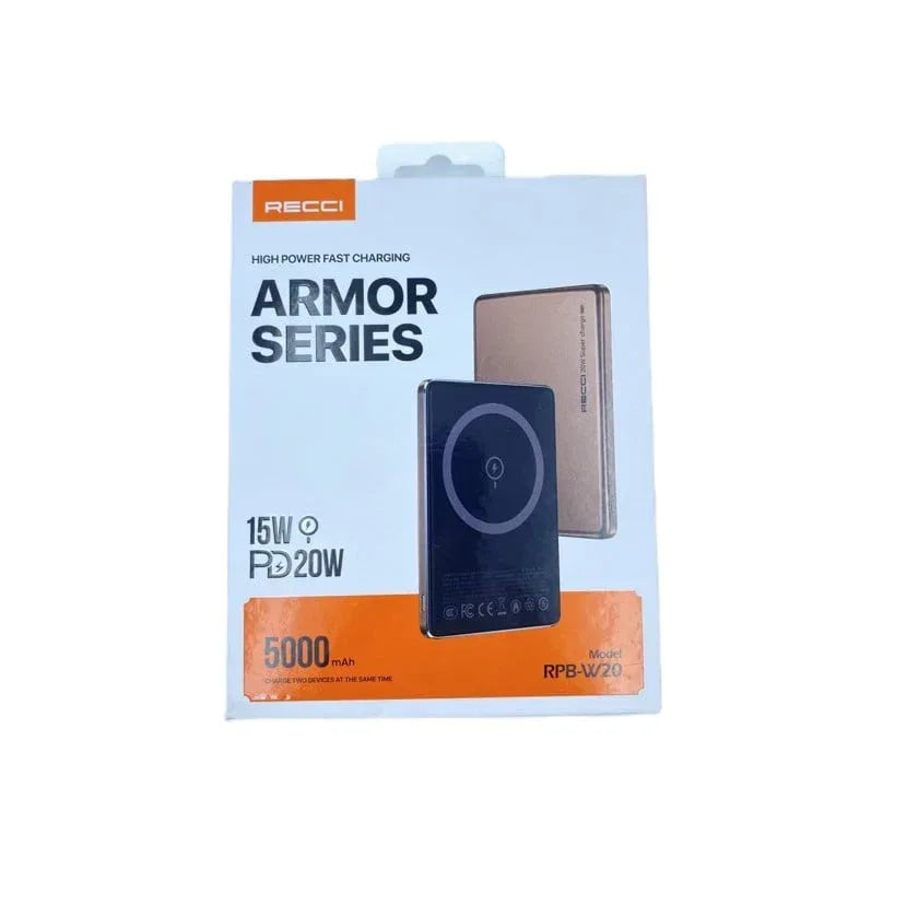 Recci ARMOR 5000mAh Wireless Power Bank RPB-W20 - Three