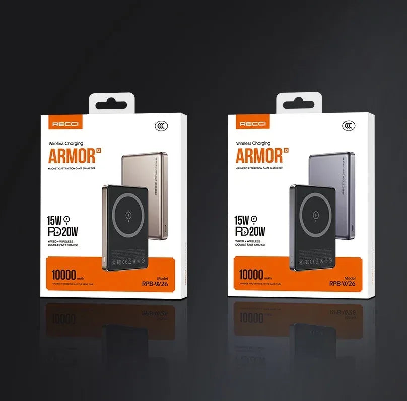 Recci ARMOR 10000mAh Wireless Power Bank RPB-W26 - Three