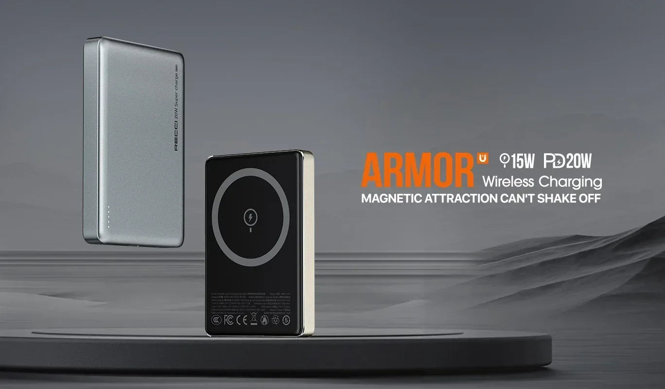 Recci ARMOR 10000mAh Wireless Power Bank RPB-W26 - Three