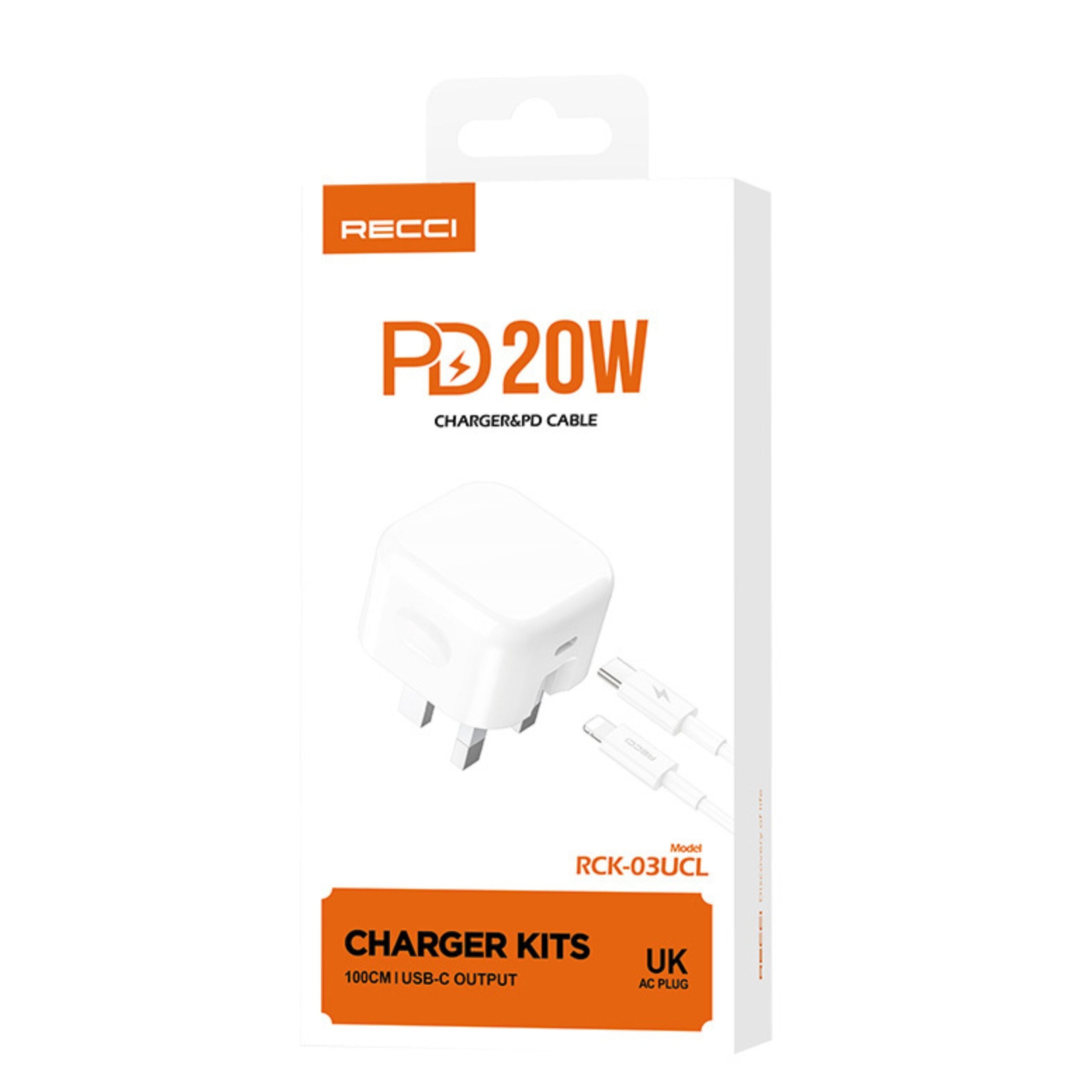 Recci Charger Kits PD20w Fast Charging Rck-03UCL