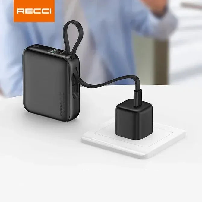 Recci Energy Block Power Bank 20000 mAh 22.5W With USB-C & Lightning Cable RPB-P63 - Three