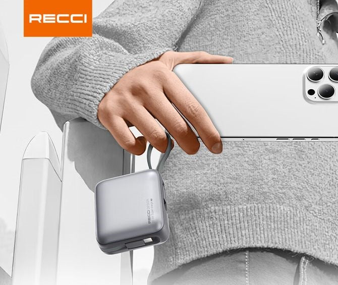 Recci Energy Block Power Bank 10000 mAh 22.5W With USB-C & Lightning Cable RPB-P62