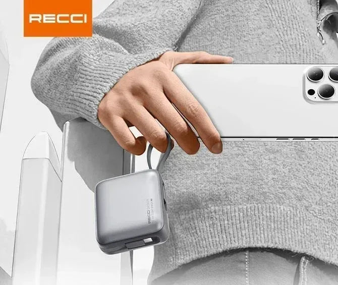 Recci Energy Block Power Bank 10000 mAh 22.5W With USB-C & Lightning Cable RPB-P62 - Three