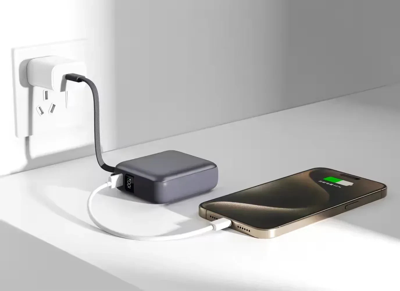 Recci Energy Block Power Bank 20000 mAh 22.5W With USB-C & Lightning Cable RPB-P63 - Three