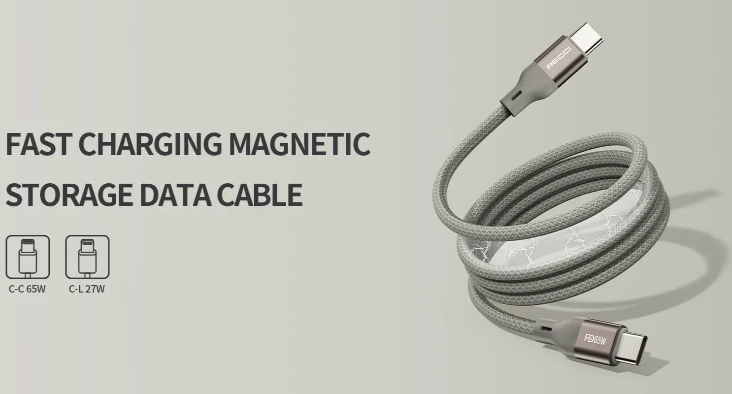 Recci Fast Charging Magnetic Cable PD 65W Type-C RS23CC - Three