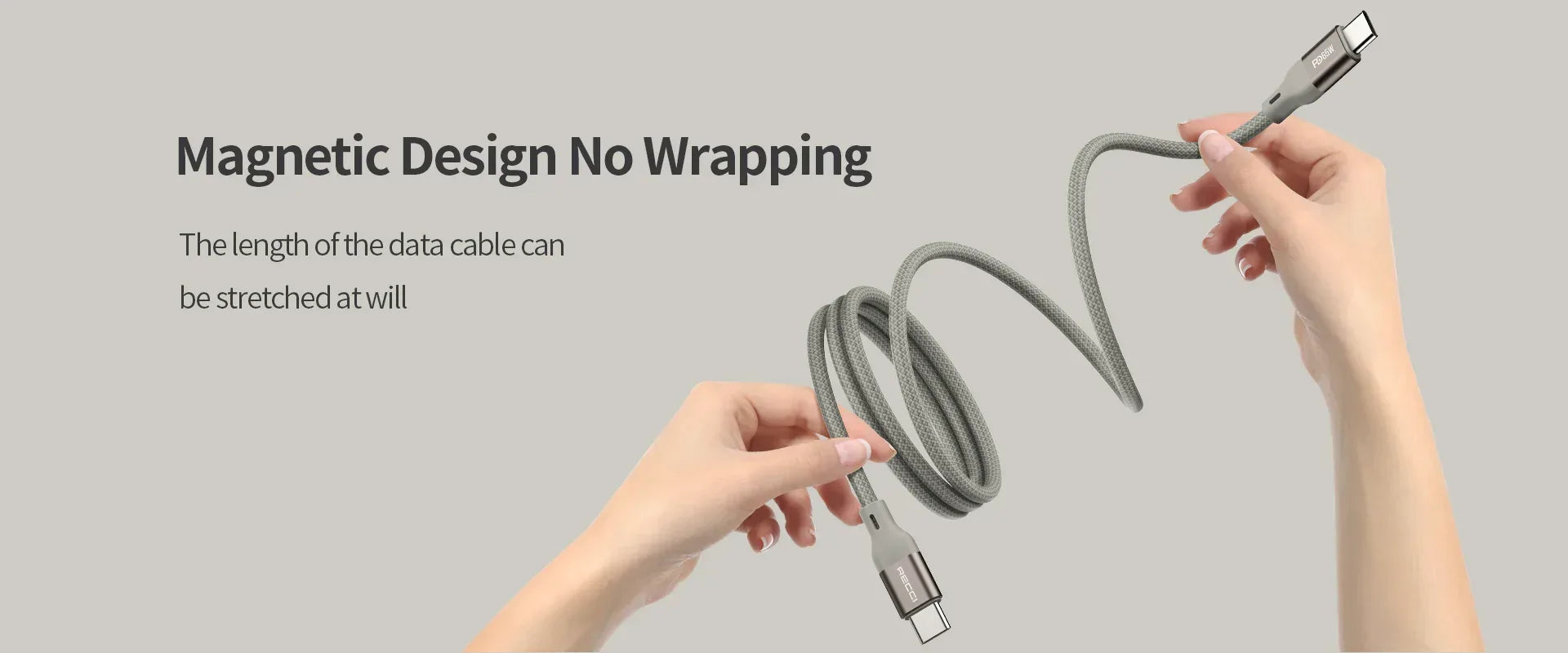 Recci Fast Charging Magnetic Cable PD 65W Type-C RS23CC - Three