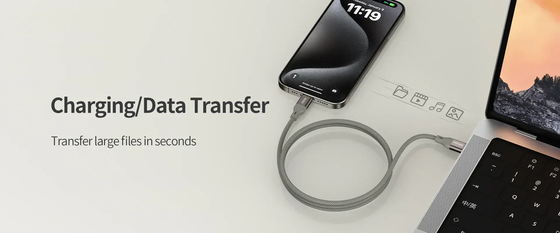 Recci Fast Charging Magnetic Cable PD 65W Type-C RS23CC - Three