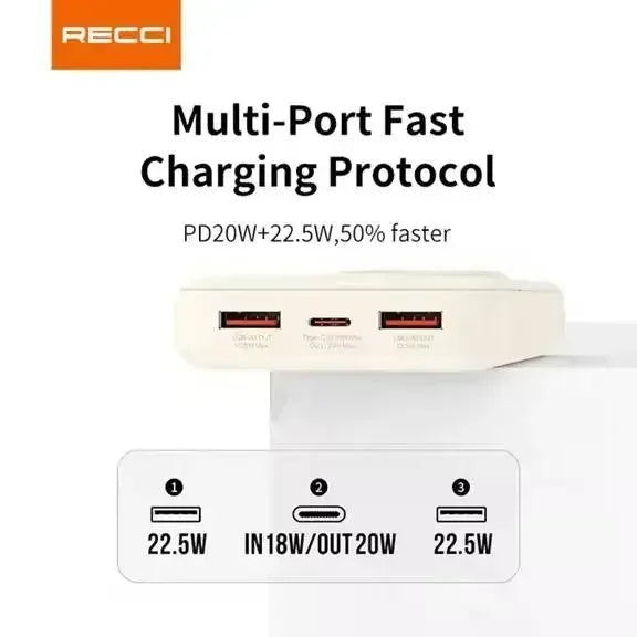 Recci Fast Charging PowerBank 20000mAH 22.5W RPB-P49 - Three