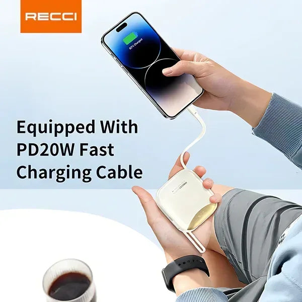 Recci High Power Fast Charging Power Bank 10000mAh with Dual Cable RPB-P46 - Three