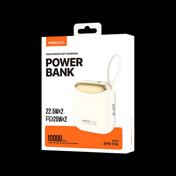 Recci High Power Fast Charging Power Bank 10000mAh with Dual Cable RPB-P46