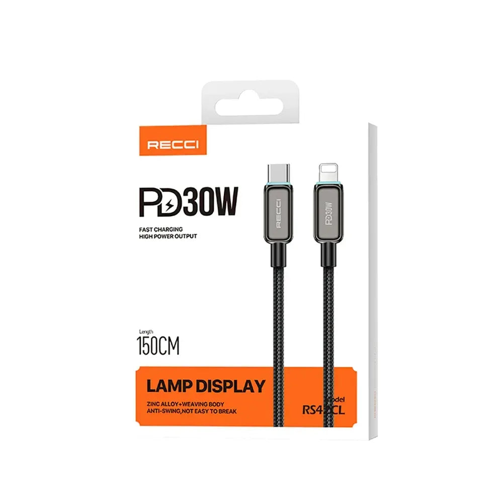 Recci Lamp Display Cable Type-C to Lightning PD 30W RS42CL - Three