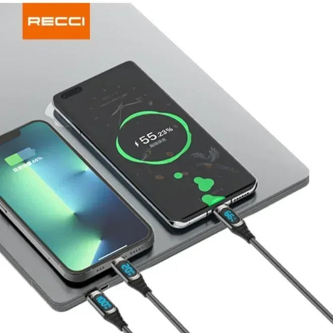 Recci Led Type-C to Type-C 150cm Data Cable PD 100w RTC-P21CC - Three
