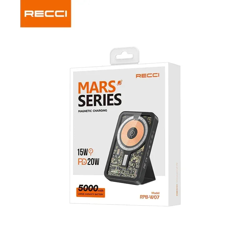 Recci Mars Transparent Magnetic Power Bank 5000mAh RPB-W07 - Three