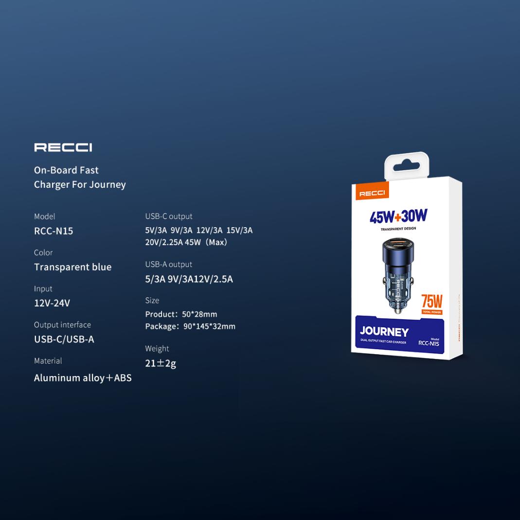 Recci Journey ON-Board 75W Car Charger RCC-N15