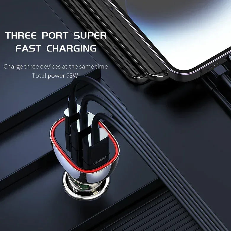 Recci 3 Ports Journey Transparent Car Charger RCC-N18 - Three