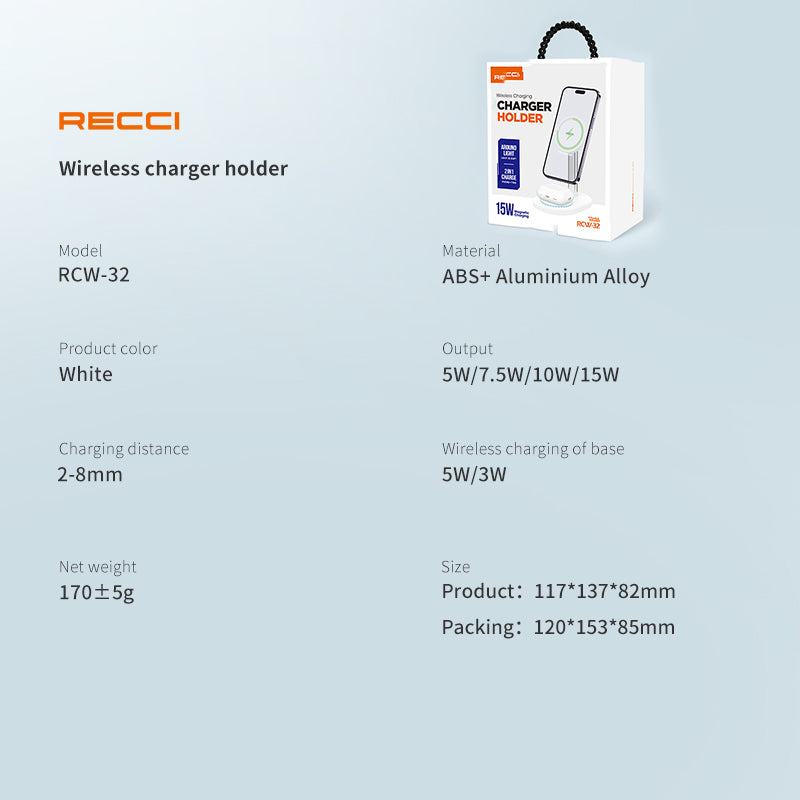 Recci 2 in 1 Wireless Charging Holder RCW-32