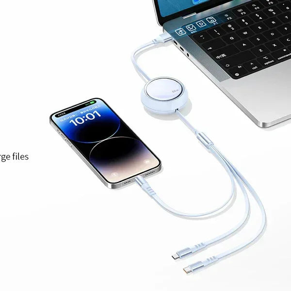 Recci Super Fast Charging 3 in 1 Telescopic Data Cable RS26T - Three