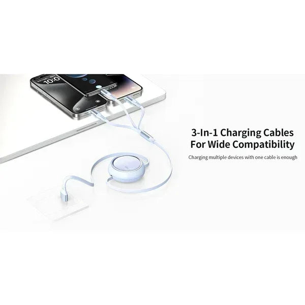 Recci Super Fast Charging 3 in 1 Telescopic Data Cable RS26T - Three