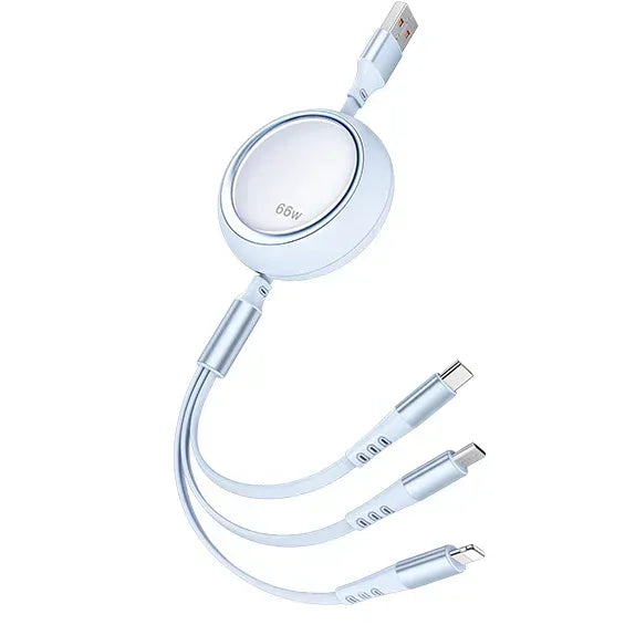 Recci Super Fast Charging 3 in 1 Telescopic Data Cable RS26T - Three
