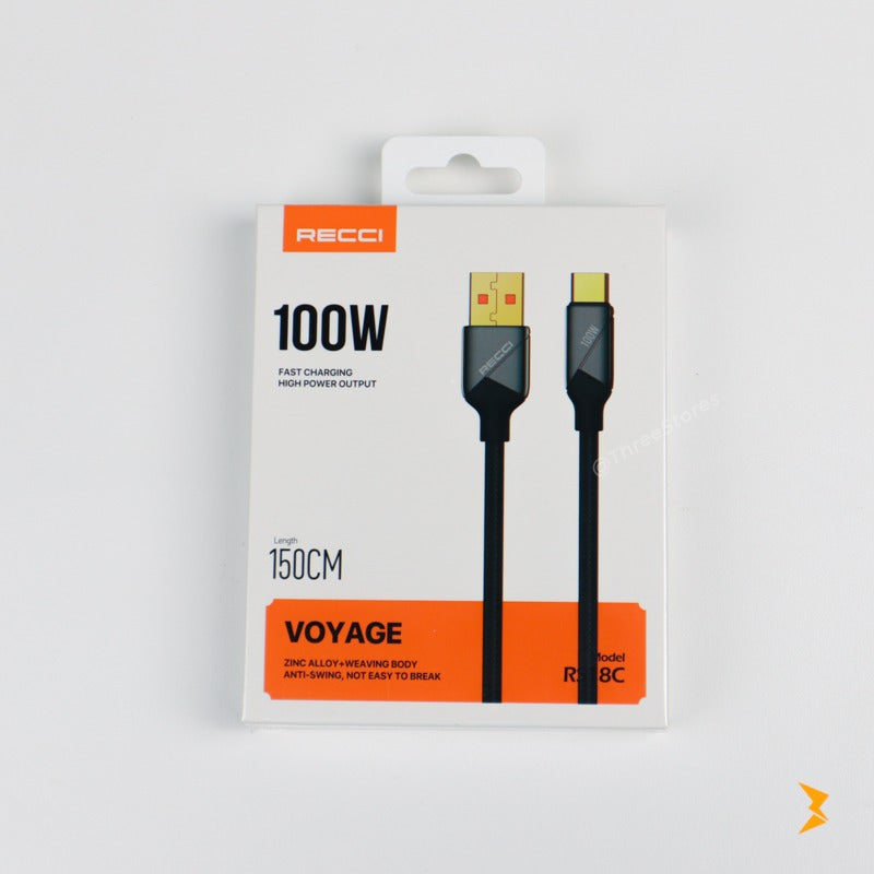 Recci Voyage 100w Fast Charging Cable 150cm RS18C