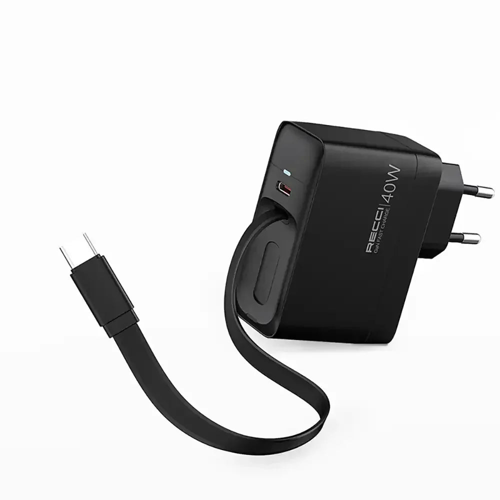 Recci Wall Charger 40W Stretchable Cable Rc102E - Three