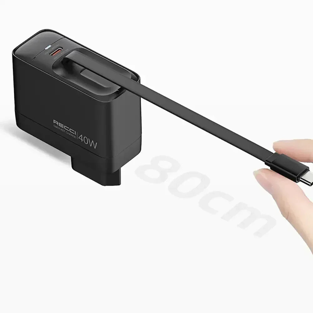 Recci Wall Charger 40W Stretchable Cable Rc102E - Three